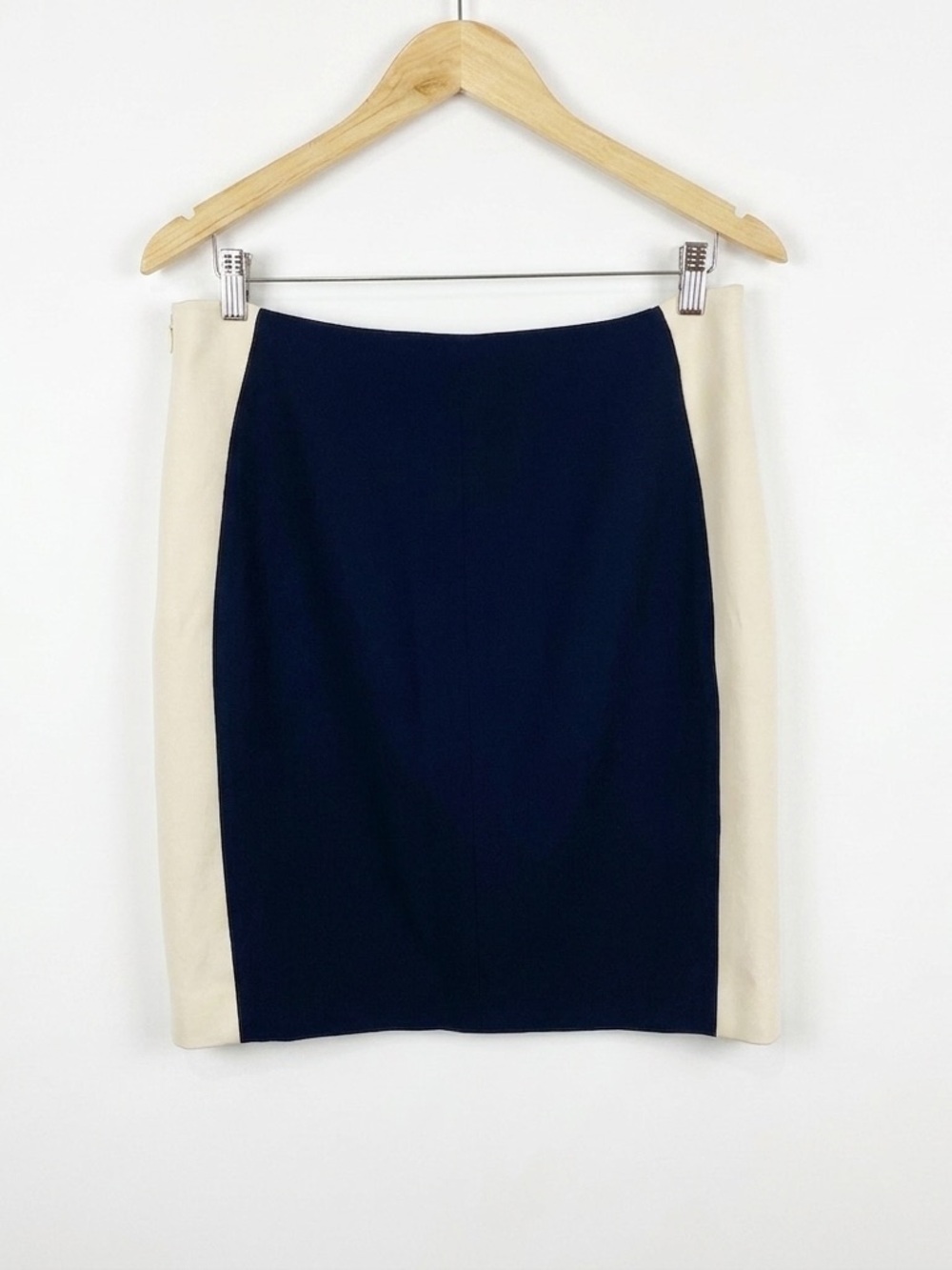 Diane von Furstenberg Ulyssa Colorblock Pencil Skirt Black Cream‎ Size 12